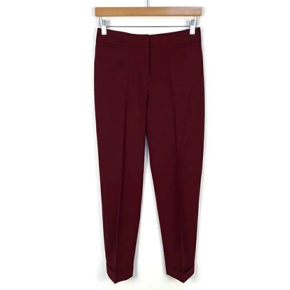 Lafayette 148 Pleated Trousers Pants Burgundy Red women’s 4